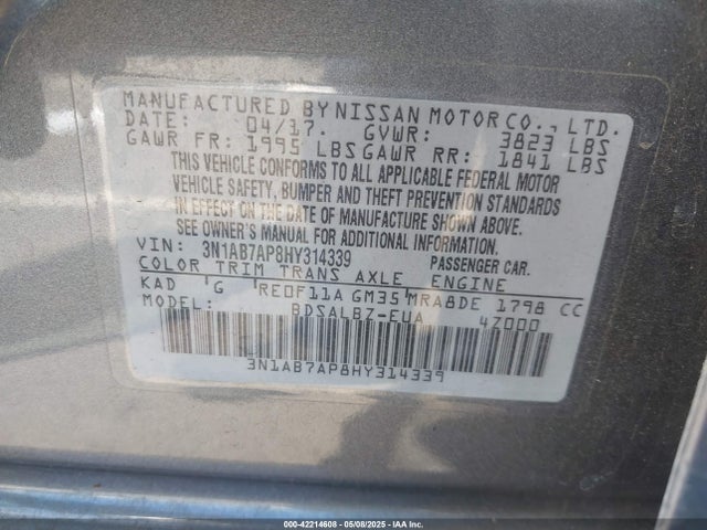 3N1AB7AP8HY314339 Nissan 2017