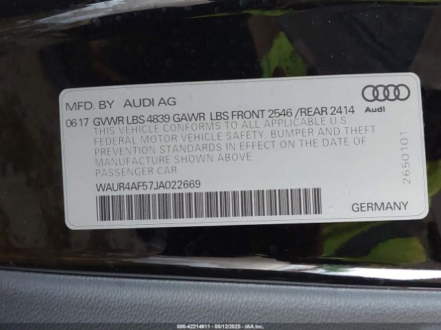 WAUR4AF57JA022669 Audi S5 3.0t Premium Plus