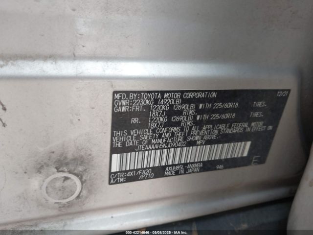2022 TOYOTA VENZA JTEAAAAH5NJ090402 Photo 8