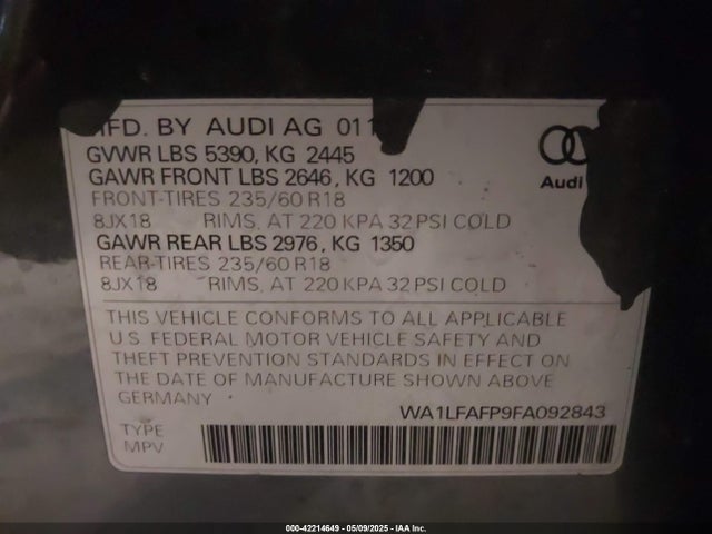 2015 AUDI Q5 WA1LFAFP9FA092843 Photo 8