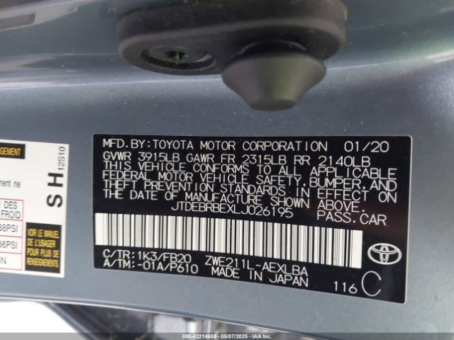 JTDEBRBEXLJ026195 Toyota Corolla Hybrid Le