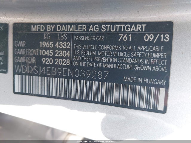 WDDSJ4EB9EN039287 Mercedes-Benz CLA 250