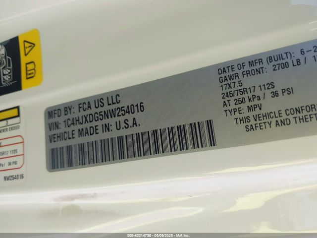 1C4HJXDG5NW254016 Jeep Wrangler Unlimited Sport S 4x4