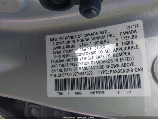 2HGFB2F56FH514539 Honda Civic Lx