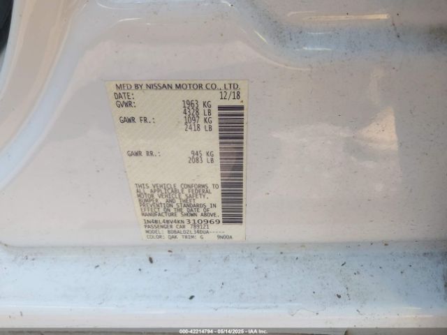 2019 NISSAN ALTIMA 1N4BL4BV4KN310969 Photo 8