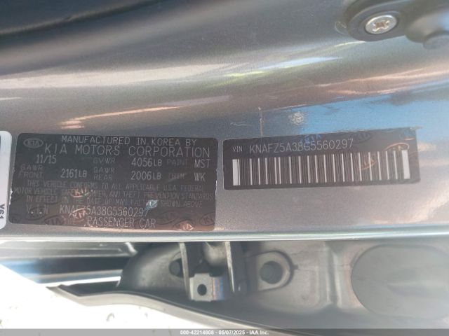 KNAFZ5A38G5560297 KIA FORTE SX