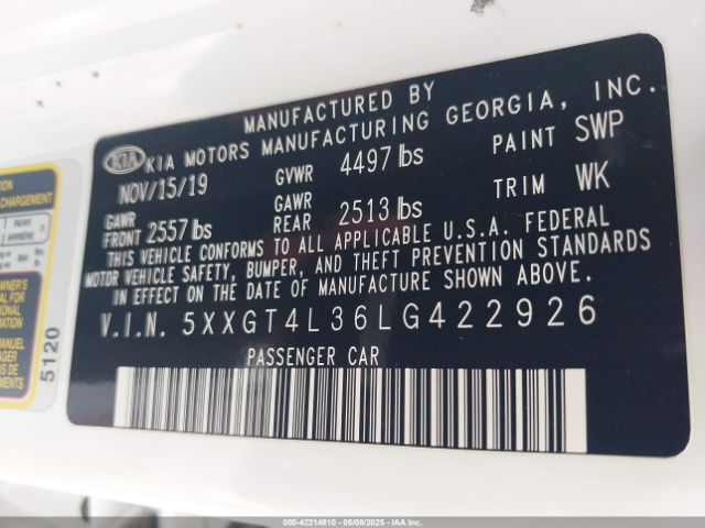 5XXGT4L36LG422926 KIA Optima Lx