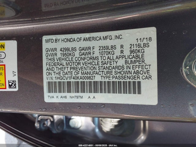 1HGCV1F40KA009827 Honda ACCORD EX