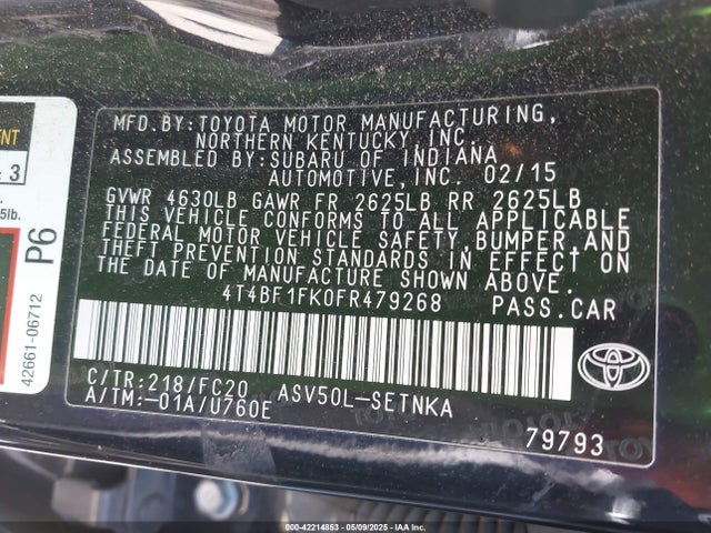 4T4BF1FK0FR479268 Toyota CAMRY LE