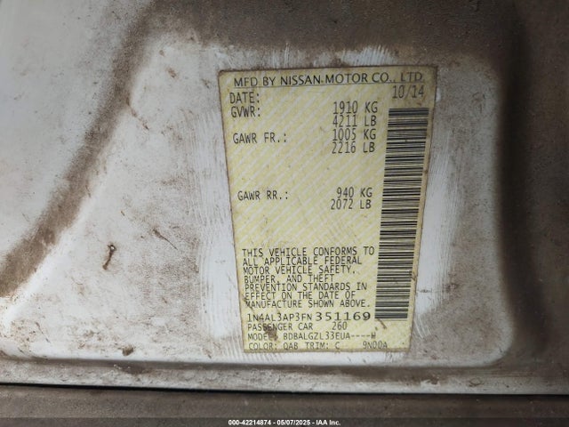 1N4AL3AP3FN351169 Nissan Altima 2.5 S