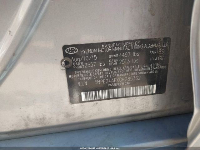 2016 HYUNDAI SONATA 5NPE24AFXGH285362 Photo 8