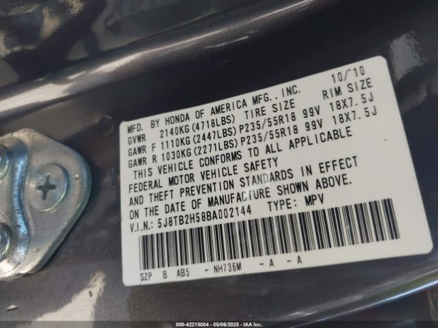 2011 ACURA RDX 5J8TB2H58BA002144 Photo 8
