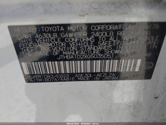 2016 LEXUS IS 200T JTHBA1D2XG5035051 Photo 8