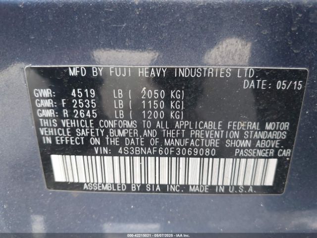 4S3BNAF60F3069080 Subaru Legacy 2.5i Premium