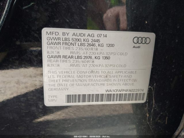 WA1CFAFP4FA022974 Audi Q5 2.0t Premium