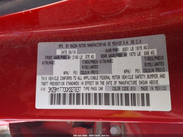3MZBM1T70GM327837 Mazda Mazda3 I Sport