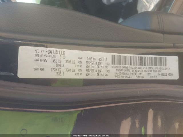 2020 DODGE DURANGO 1C4RDHAG4LC107349 Photo 8