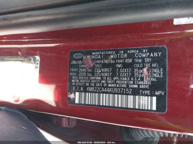 2019 HYUNDAI TUCSON KM8J2CA44KU937152 Photo 8