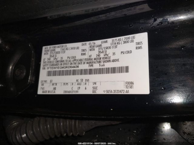 2016 FORD F-150 1FTEW1EG4GKD64436 Photo 8