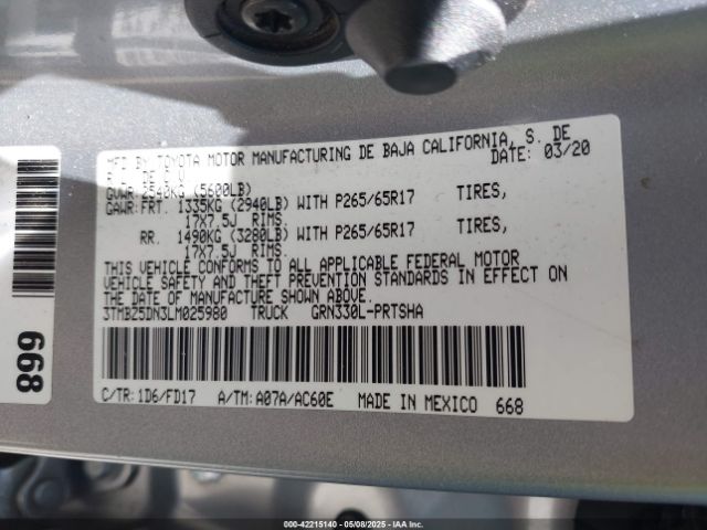3TMBZ5DN3LM025980 Toyota Tacoma Trd Sport