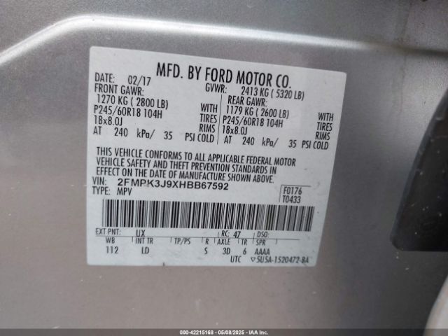 2FMPK3J9XHBB67592 Ford EDGE SEL
