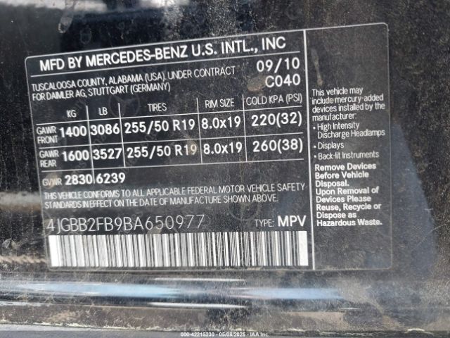 2011 MERCEDES-BENZ ML 350 BLUETEC 4JGBB2FB9BA650977 Photo 8