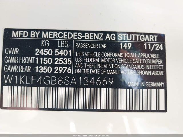W1KLF4GB8SA134669 Mercedes-Benz E 350