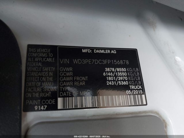 WD3PE7DC3FP156878 Mercedes-Benz Sprinter 2500 Normal Roof