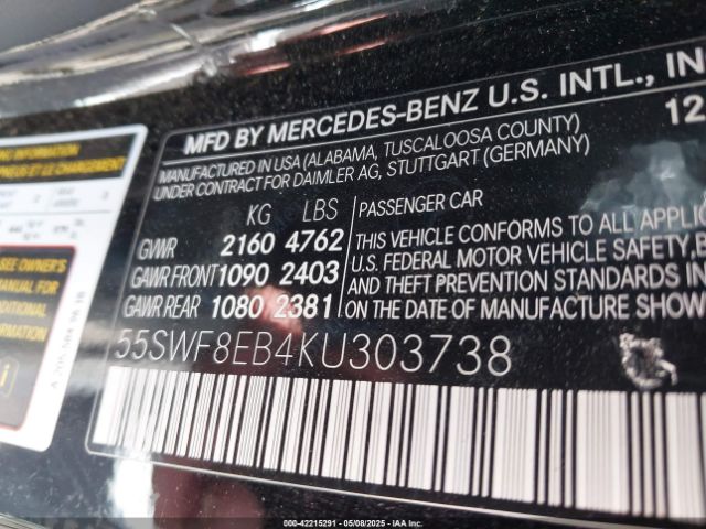 2019 MERCEDES-BENZ C 300 55SWF8EB4KU303738 Photo 8