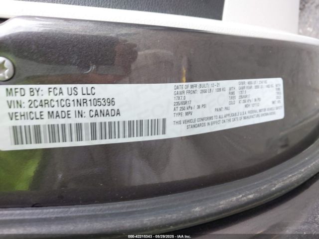 2C4RC1CG1NR105396 Chrysler Voyager