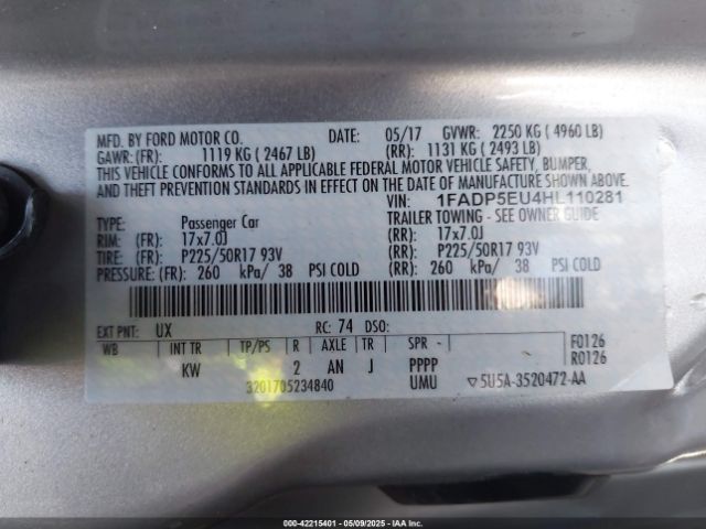 1FADP5EU4HL110281 Ford C-max Energi Se