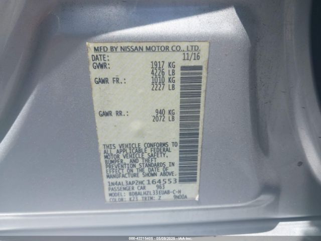 1N4AL3AP2HC164553 Nissan Altima 2.5 Sr