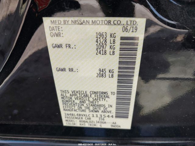 1N4BL4BVXLC113544 Nissan Altima S Fwd