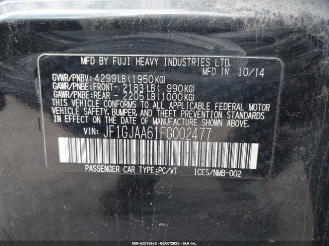 JF1GJAA61FG002477 Subaru Impreza 2.0i