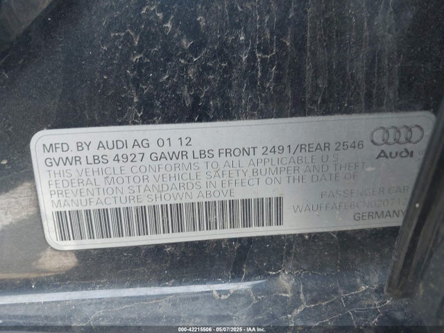 2012 AUDI A4 WAUFFAFL6CN020712 Photo 8