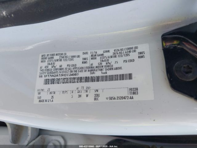 1FT7W2AT0HEC24983 Ford F-250 Xlt