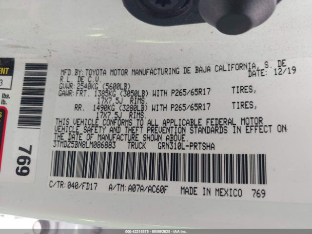 3TMDZ5BN8LM086883 Toyota 2gr-fks