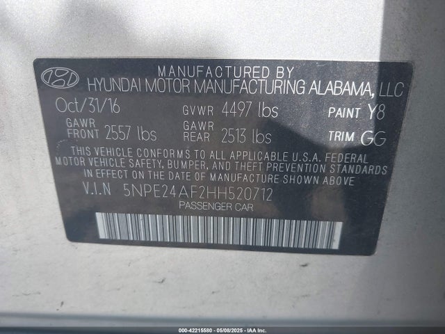 Hyundai SONATA SE 2017 5NPE24AF2HH520712 Image 9
