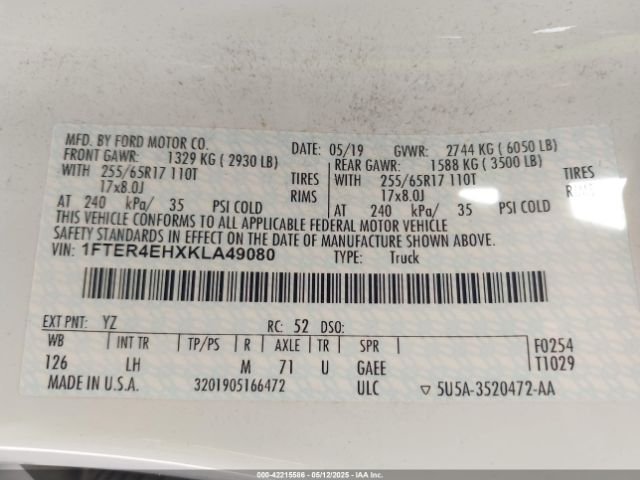 2019 FORD RANGER 1FTER4EHXKLA49080 Photo 8