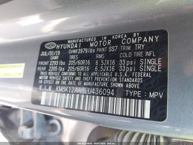 KM8K12AA8LU436094 Hyundai Kona Se