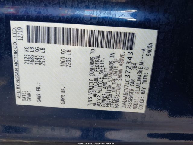 2020 NISSAN MAXIMA 1N4AA6CV7LC372343 Photo 8