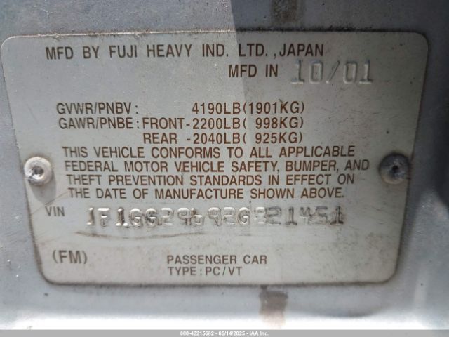 2002 SUBARU IMPREZA JF1GG29692G821451 Photo 8