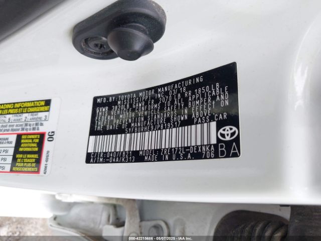 5YFBURHE9JP819517 Toyota COROLLA LE