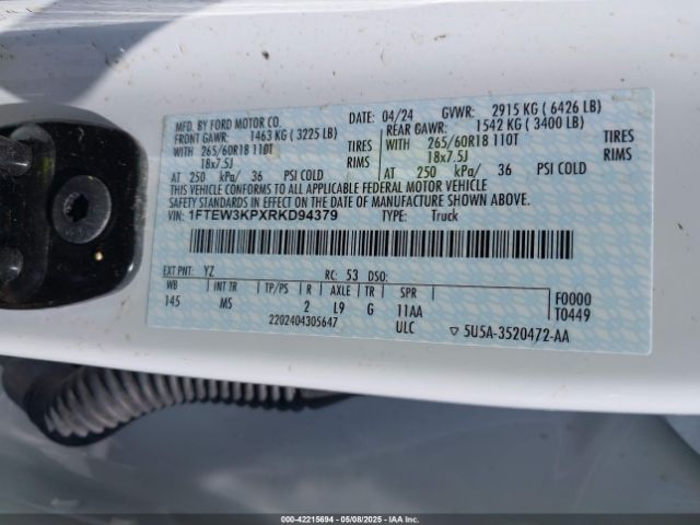 1FTEW3KPXRKD94379 Ford F-150 Xlt