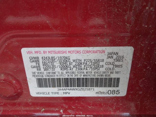 2016 MITSUBISHI OUTLANDER SPORT JA4AP4AWXGZ025871 Photo 8
