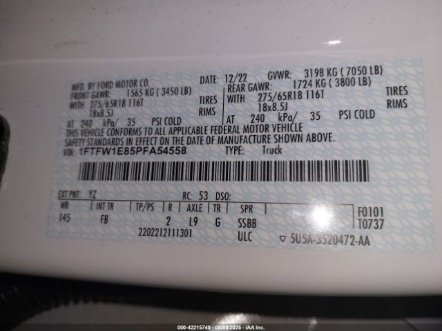 2023 FORD F-150 1FTFW1E85PFA54558 Photo 8