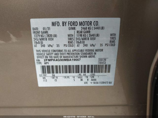 2021 FORD EDGE 2FMPK4G90MBA19667 Photo 8