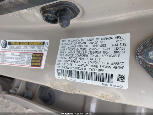 2HKRW1H55KH502438 Honda CR-V EX