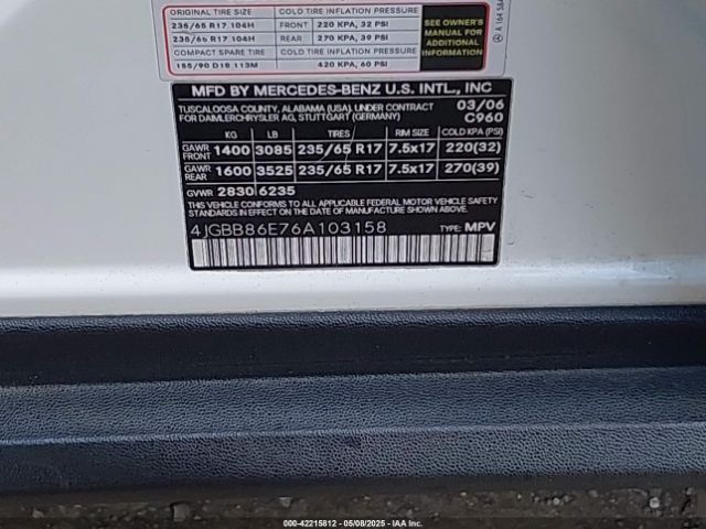 2006 MERCEDES-BENZ ML 350 4JGBB86E76A103158 Photo 8