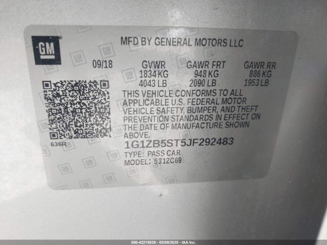 1G1ZB5ST5JF292483 Chevrolet Malibu 1ls